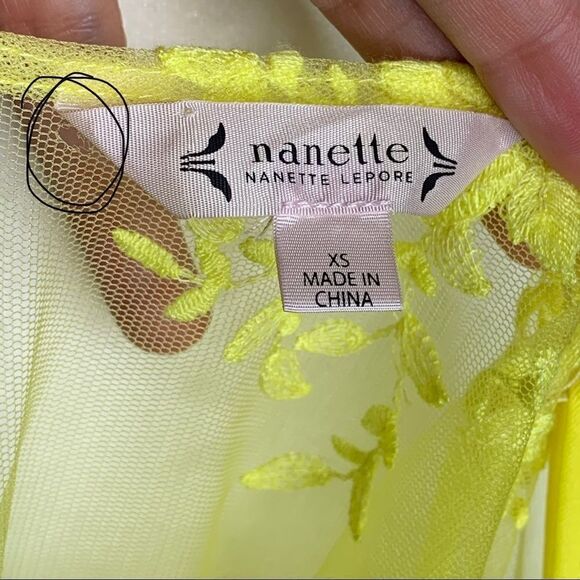 Nanette Lepore Yellow lace sheer top - Picture 8 of 10